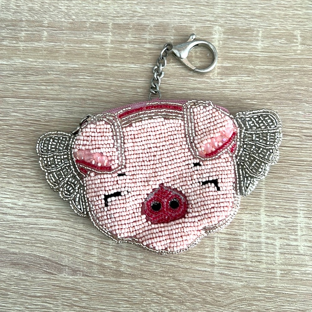 Mary Frances pig fly coin purse